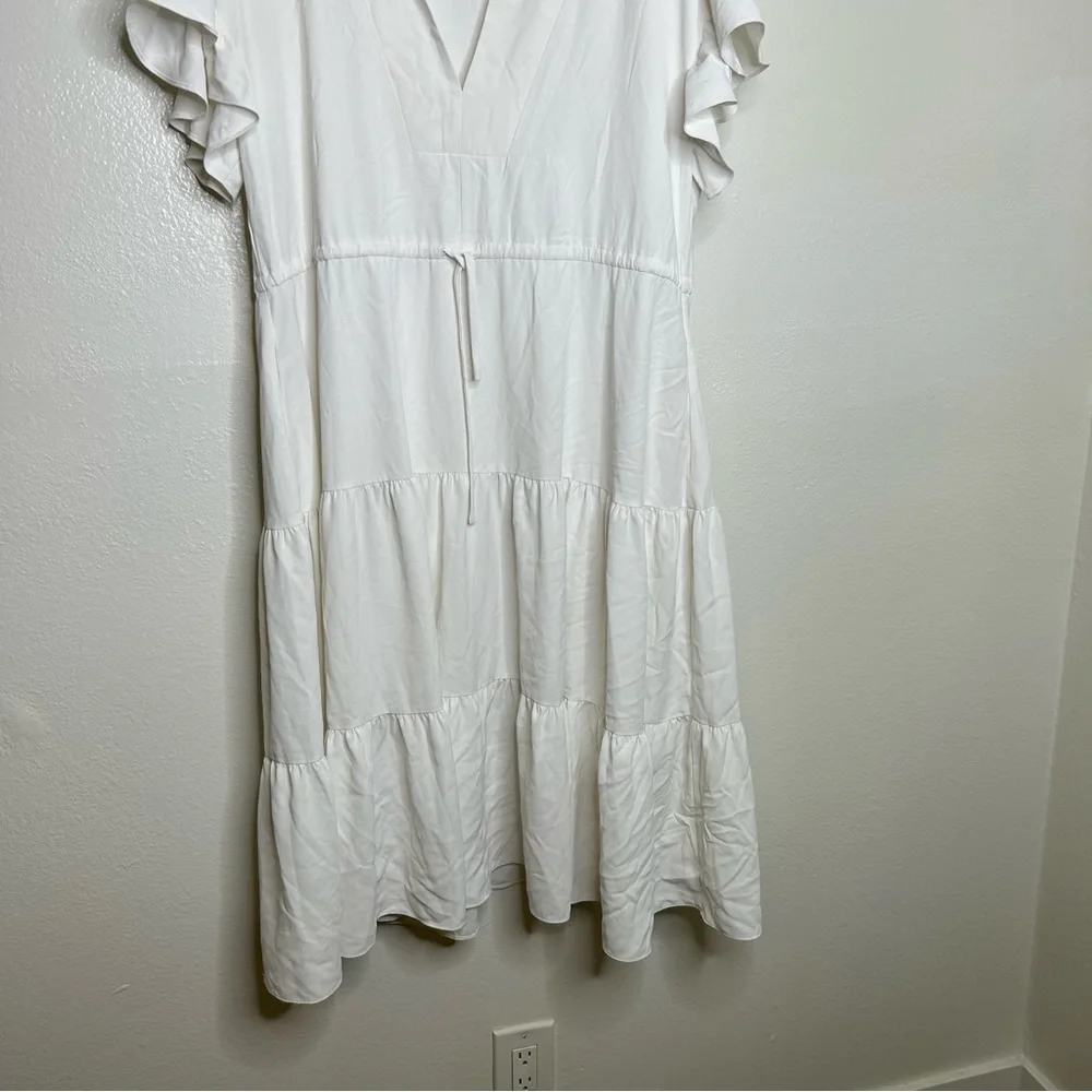 Amanda Uprichard White Tiered Midi Dress M